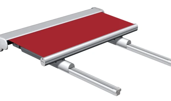 Rote Markise mit silbernem Gestell